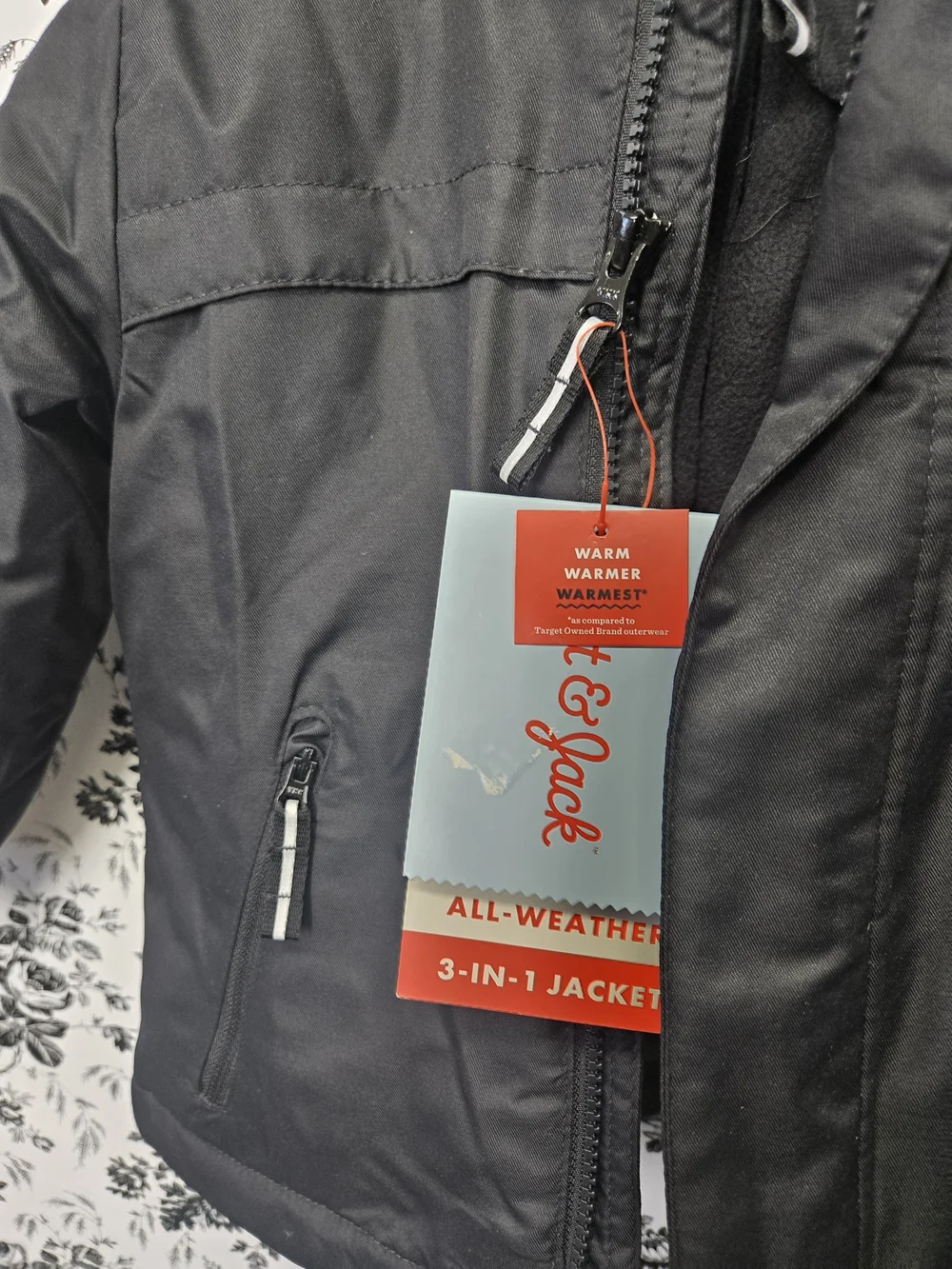3 In 1 Black All-Weather Jacket with Hood